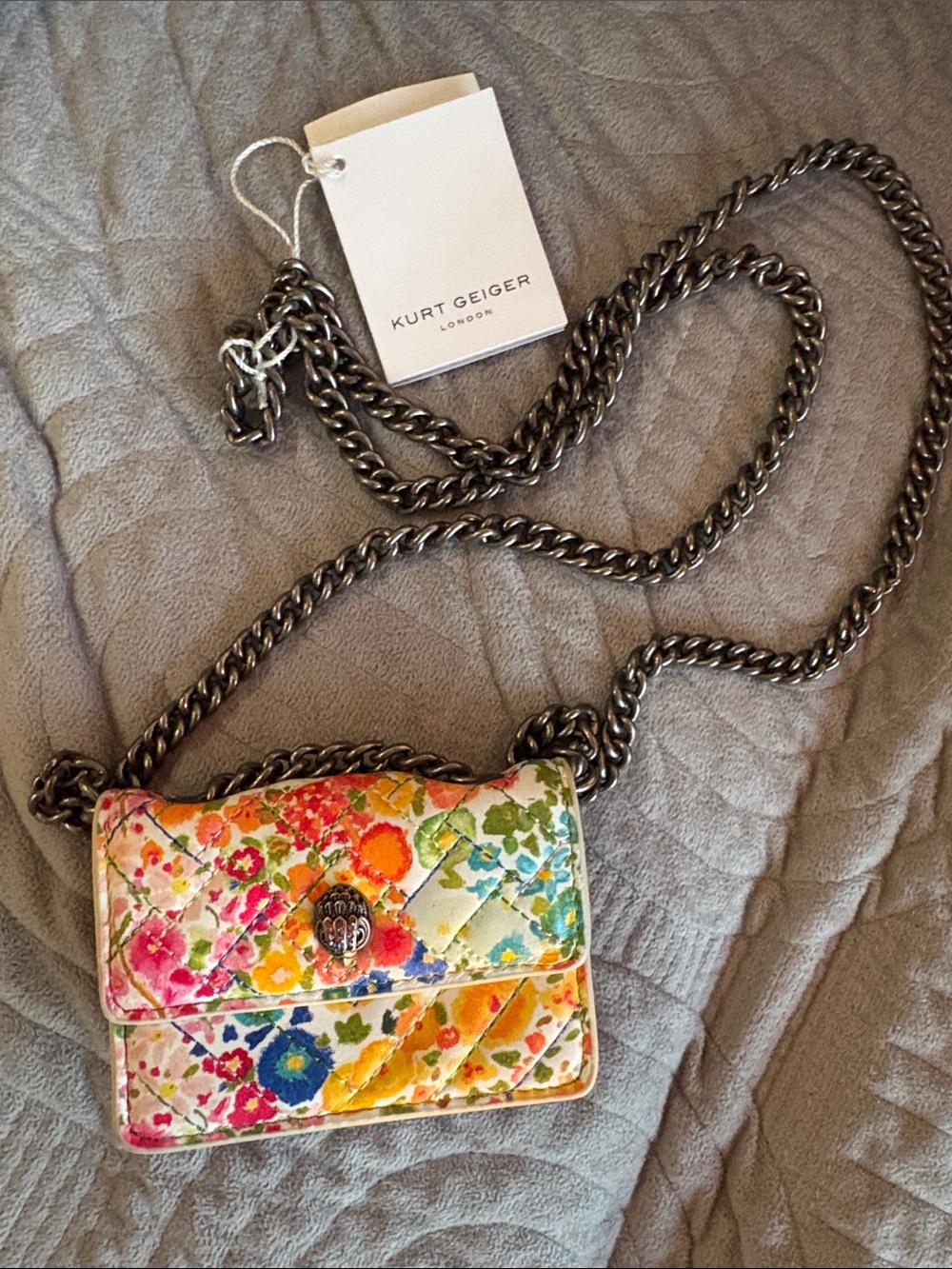 Kurt Geiger Floral Quilted Chain Crossbody in Multicolor